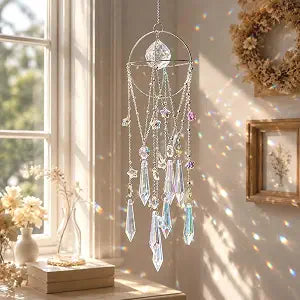 Crystal Sun Catcher Silver Planet Prism Wind Chime