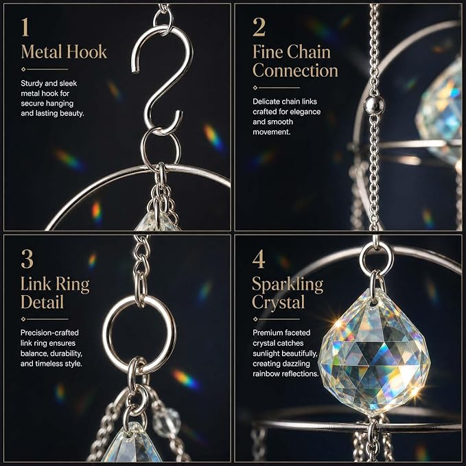 Crystal Sun Catcher Silver Planet Prism Wind Chime