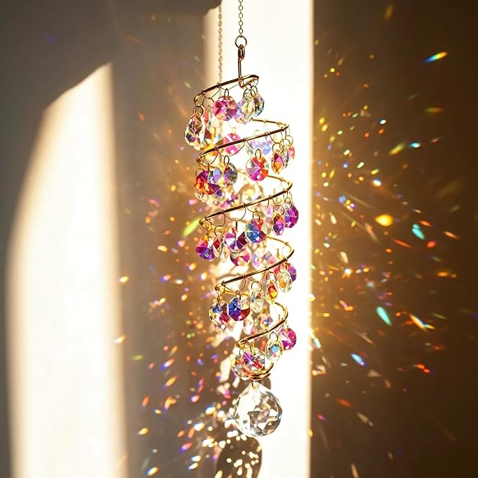 19 Crystal Spiral Suncatcher Wind Spinner