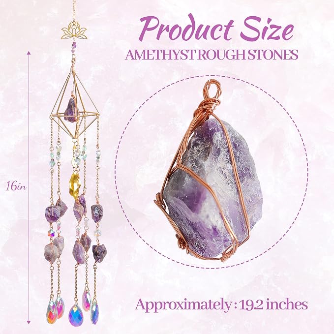 Amethyst Crystal Suncatcher Rainbow Maker Hanging Decor