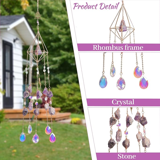 Amethyst Crystal Suncatcher Rainbow Maker Hanging Decor